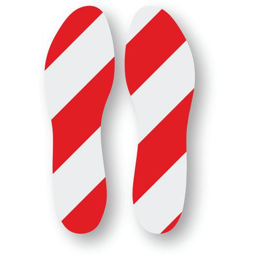 Ergomat - Empreinte de pas adhésive Rouge/Blanc 24x9cm - Lot de 15 pièces - Marquage Lean Management