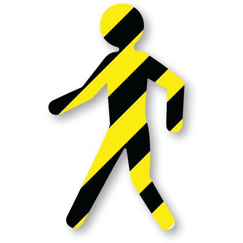 Ergomat - Piéton adhésif LeanStripe Noir/Jaune 18x30,5cm - Lot de 24 pièces - Marquage au sol PVC résistant