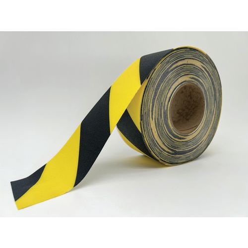 Ergomat - Ruban Adhésif Marquage au Sol Noir/Jaune - 10cm x 15m - Vinyle Résistant Lean Management
