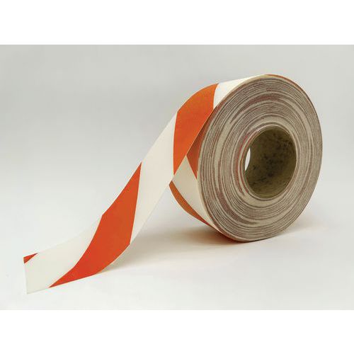 Ergomat - Ruban Adhésif Marquage au Sol LeanStripe - Orange/Blanc 5cmx30m - Vinyle Résistant - Lean Management