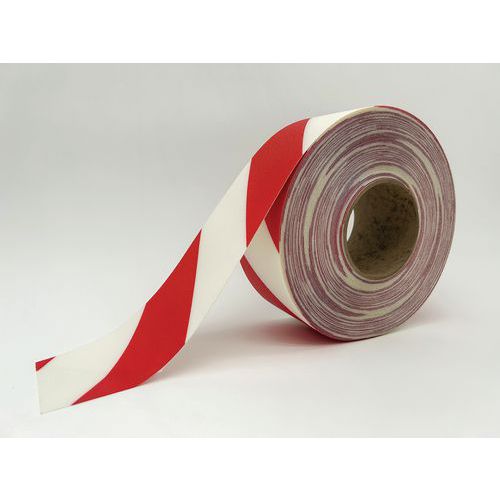 Ergomat - Ruban Adhésif Marquage au Sol Rouge/Blanc - 7.5cm x 5m - Vinyle Durable Lean Management
