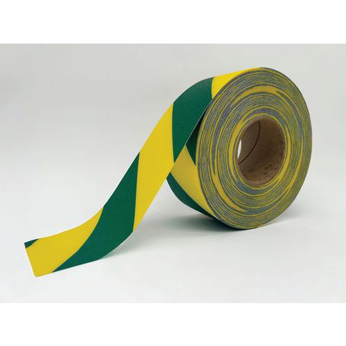 Ergomat - Ruban Adhésif Marquage au Sol Vert Jaune - 7.5cm x 30m - Vinyle Résistant Lean Management