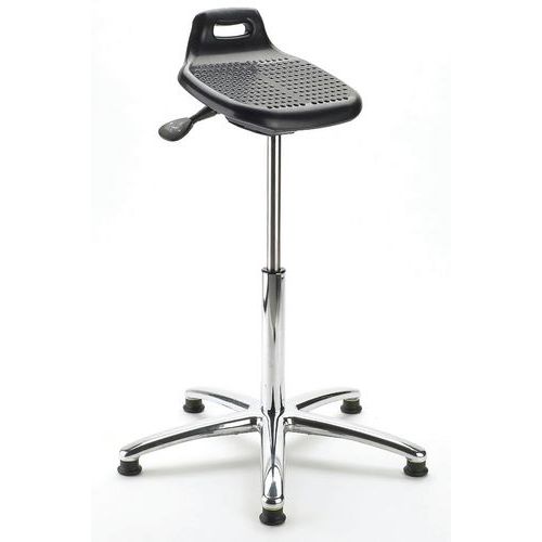 Ergomat - Tabouret assis/debout ESD Relief ErgoPerfect - Hauteur réglable 56-80cm - Polyuréthane Noir/Gris - 120kg max