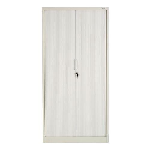 Manutan Expert - Armoire Portes Coulissantes Aris Blanche - 900x1850x450mm - 2 Portes, 4 Tablettes, Charge 200kg/tablette, Verrouillable, Acier