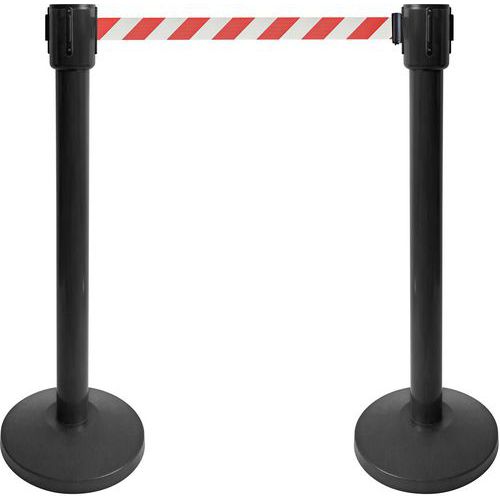 Poteau Noir De Guidage À Sangle 10m - Rouge/blanc