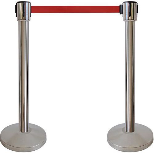 Poteau Chromé À Sangle 10m - Rouge