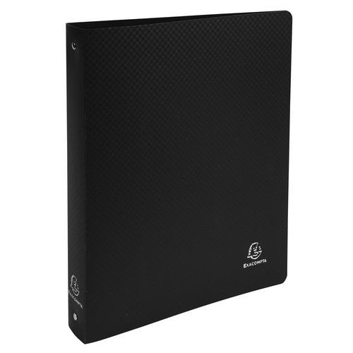 Exacompta - Classeur Polypropylène A4 Noir 4 Anneaux Dos 40mm - 275 Feuilles - Écologique