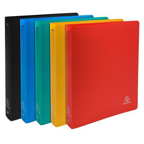 Exacompta - Classeur A4 Polypropylène Épais 4 Anneaux Dos 40mm Assortis - 275 Feuilles - Recyclé & Recyclable
