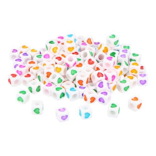 Sachet 1000 perles plastiques couleurs assorties dés cœurs Ø 7 mm thumbnail image 1