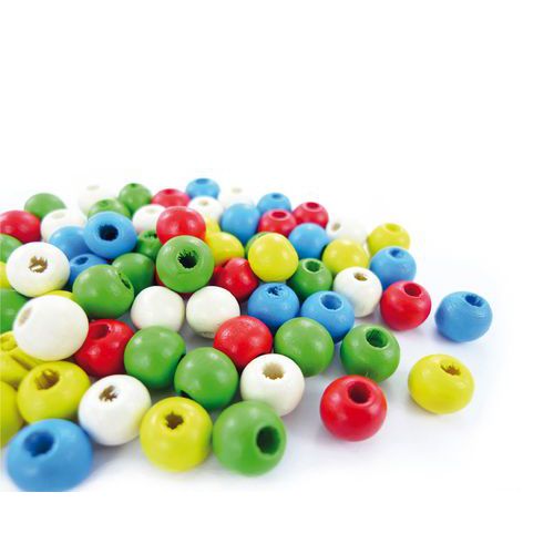 Sachet 1000 perles bois rondes multicolores 10 mm thumbnail image 1
