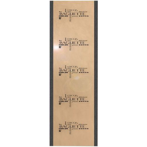 Sac 2 Baguettes -kraft Brun Imprimé -140x(25+25)x600 Mm