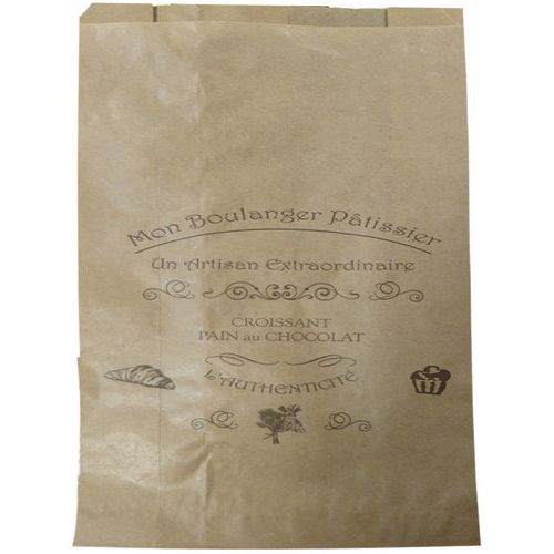Sac à Croissant Kraft Brun Imprimé 101 - Pour 1 Croissant