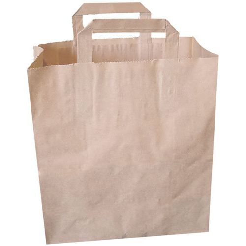 Sac Poignées Plates Kraft Brun 80 Grs Neutre - 180/80x220 Mm