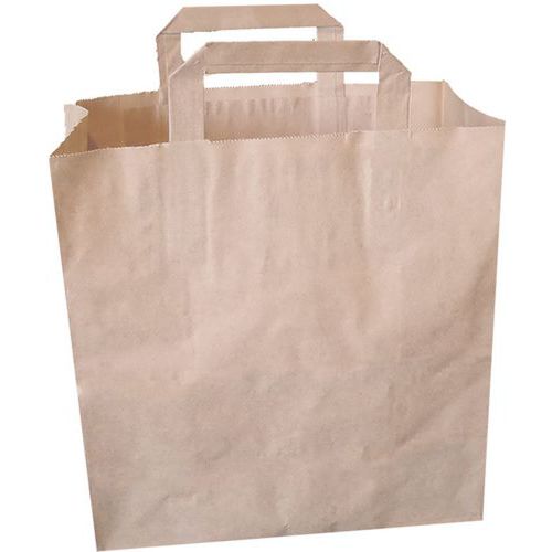 Sac Poignées Plates Kraft Brun 80 Grs Neutre - 260/140x290mm