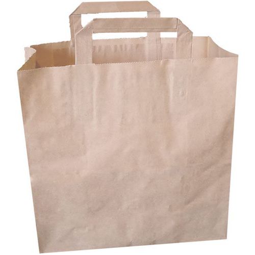 Sac Poignées Plates Kraft Brun 80 Grs Neutre - 260/170x270mm