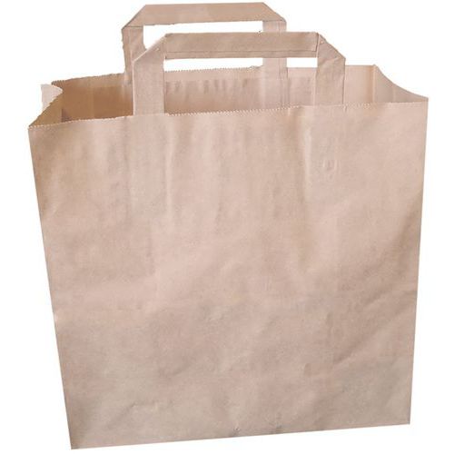 Sac Poignées Plates Kraft Brun 80 Grs Neutre - 260/200x260mm