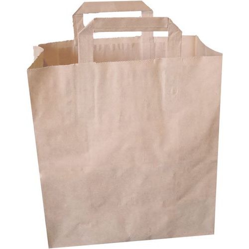 Sac Poignées Plates Kraft Brun 80 Grs Neutre - 320/160x350mm