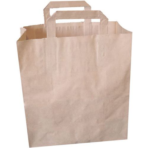 Sac Poignées Plates Kraft Brun 80 Grs Neutre - 320/170x380mm