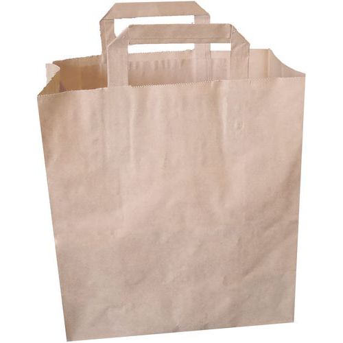 Sac Poignées Plates Kraft Brun 80 Grs Neutre - 320/170x440mm