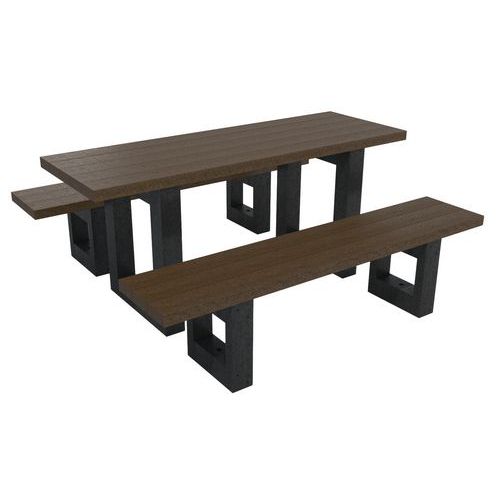 Table Escapade 180 Cm + 2 Banquettes 180 Cm - Marron/noir