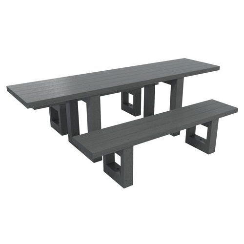 Table Escapade Pmr 240 Cm + 2 Banquettes 180 Cm - Gris