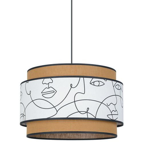 Suspension Milo Cylindre Coton/raphia Ø38 Blanc/jaune