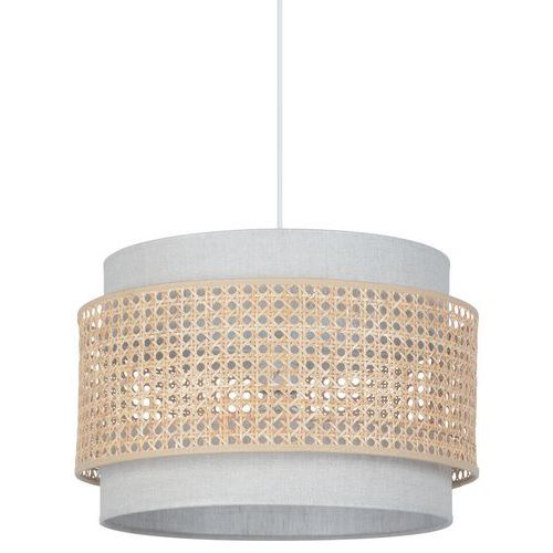 Suspension Milo Cylindre Bi-matière Coton/cannage Ø38 Beige