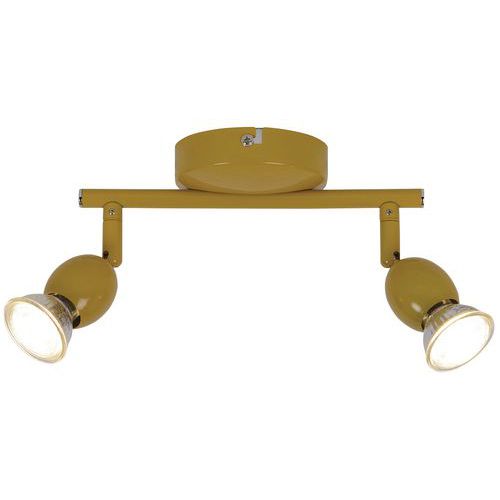 Spot Base Ronde Mely 2 Lumières En Métal Peint Jaune Corep