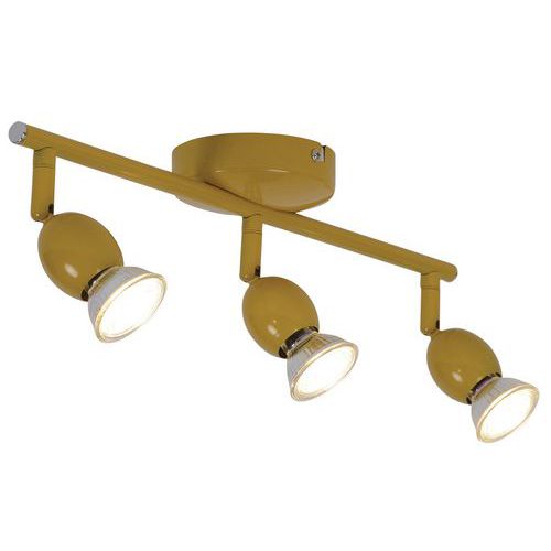 Spot Base Ronde Mely 3 Lumières En Métal Peint Jaune Corep