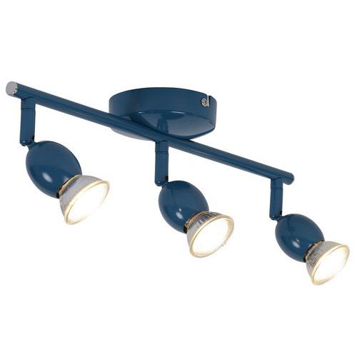 Spot Base Ronde Mely 3 Lumières En Métal Peint Bleu Corep