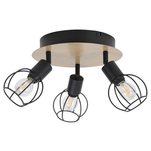 Plafonnier Métal 3 Lumières Owen Ã˜24 Cm Noir/marron Corep