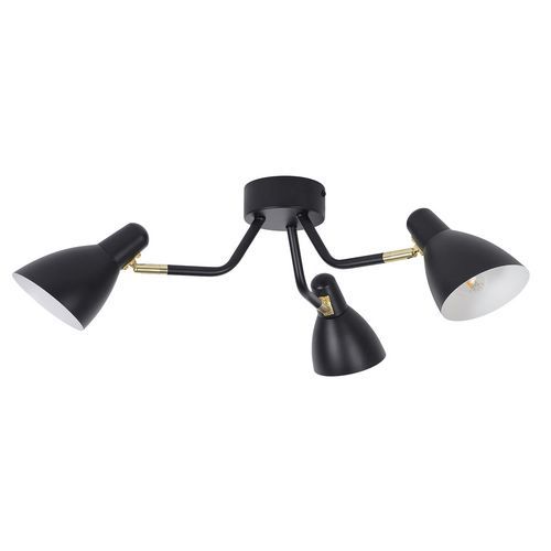 Plafonnier Métal Marcel 3l H19 Cm Noir Mat/laiton Corep