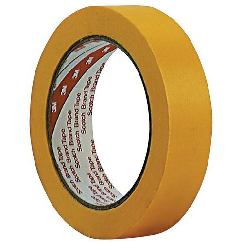 3M - Ruban adhésif de masquage papier lisse 244 - Jaune 50m x 24mm - Haute performance