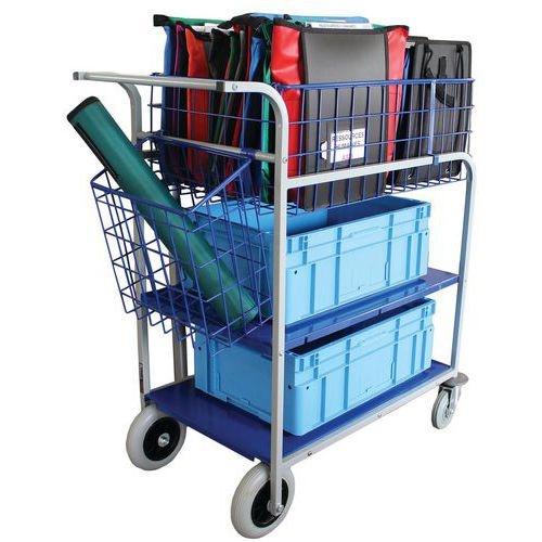 Chariot De Distribution Grande Capacité Corbeille Et Plateau