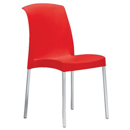 Lot De 6 Chaises Jenny 4 Pieds Non Feu Rouge/alu