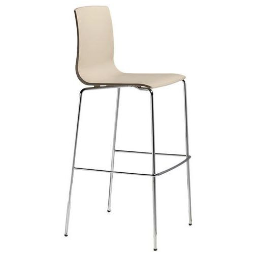 Lot De 2 Tabourets Alice Hauteur 80 Cm Taupe - Chromé