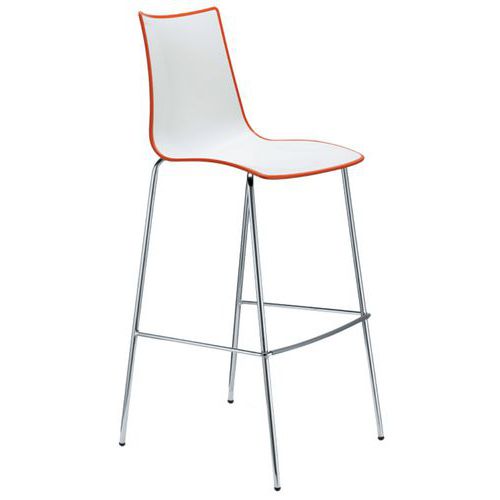 Lot De 2 Tabourets Zebra Hauteur 80 Cm Blanc/orange - Chromé