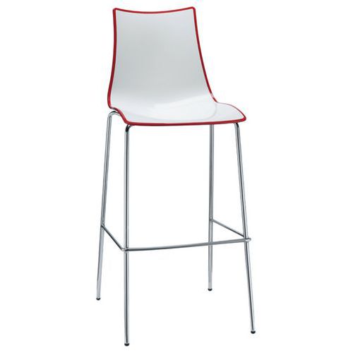 Lot De 2 Tabourets Zebra Hauteur 80 Cm Blanc/rouge - Chromé