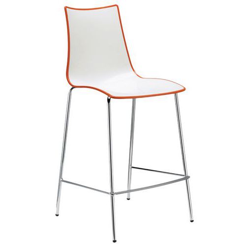Lot De 2 Tabourets Zebra Hauteur 65 Cm Blanc/orange - Chromé