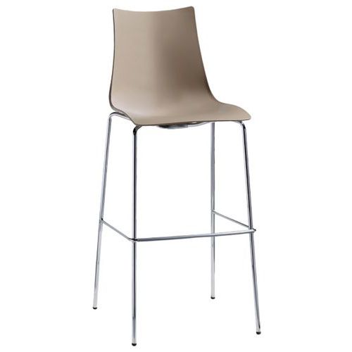 Lot De 2 Tabourets Zebra Hauteur 65 Cm Taupe - Chromé