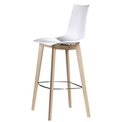 Tabouret Zebra Hauteur 78 Cm Blanc Brillant - Hêtre Naturel