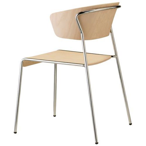 Fauteuil Lisa Wood Hêtre Blanchi - Chromé