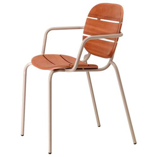 Lot De 2 Fauteuils Si-si Wood Bois D Acajou - Taupe