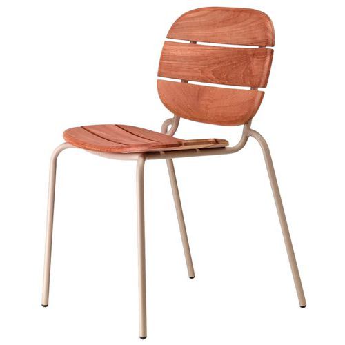 Lot De 2 Chaises Si-si Wood 4 Pieds - Bois D Acajou/taupe