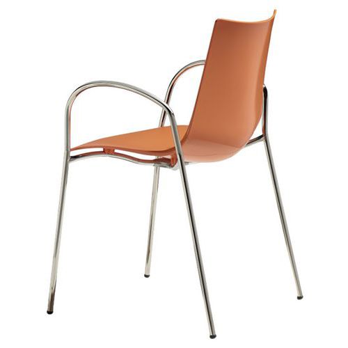 Lot De 2 Fauteuils Zebra Avec Accoudoirs Orange - Chromé