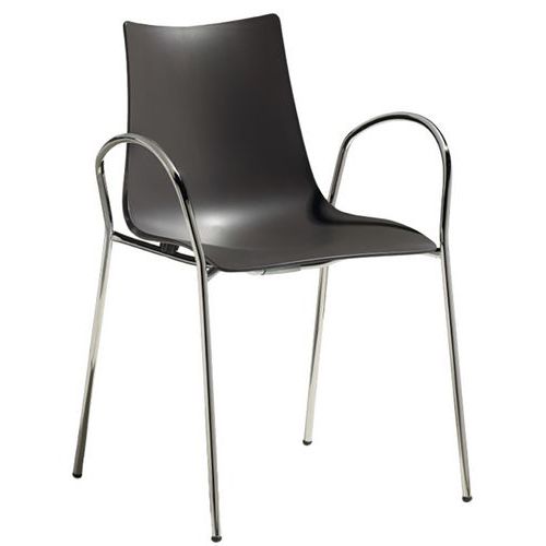 Lot De 2 Fauteuils Zebra Avec Accoudoirs Anthracite - Chromé