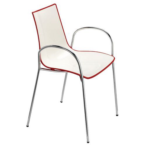 Lot De 2 Fauteuils Zebra Blanc/rouge - Chromé