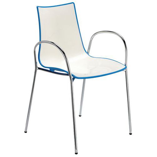 Lot De 2 Fauteuils Zebra Blanc/bleu - Chromé