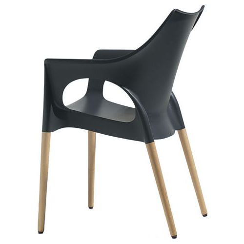 Lot De 4 Fauteuils Ola Anthracite/hêtre Naturel