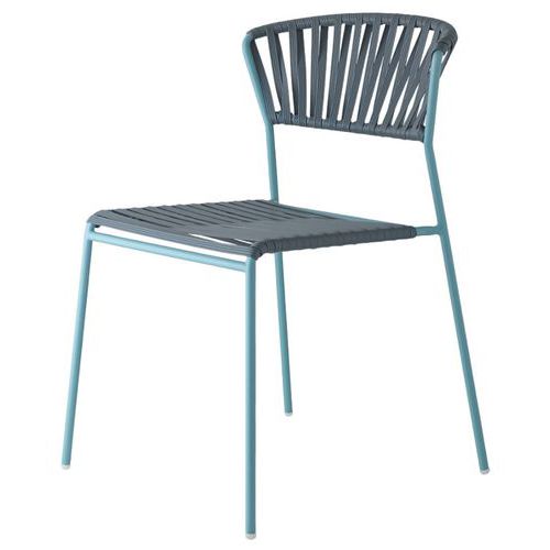 Chaises Lisa Club 4 Pieds Corde Pvc Graphite - Peint Bleu